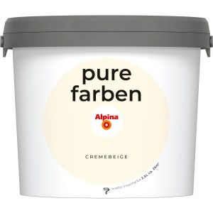 Eimer Alpina Wandfarbe Pure Farben Cremebeige, 2,5 l, matte Innenfarbe.