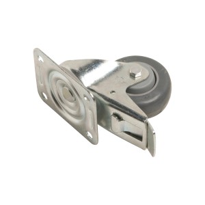 Transport-Lenkrolle Ø 80mm mit Feststeller, Thermoplast-Gummirad, 140kg Traglast.