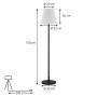 Schwarze Stehlampe Lucande Jaimy mit weißem Schirm, 150cm hoch, für Innenräume.