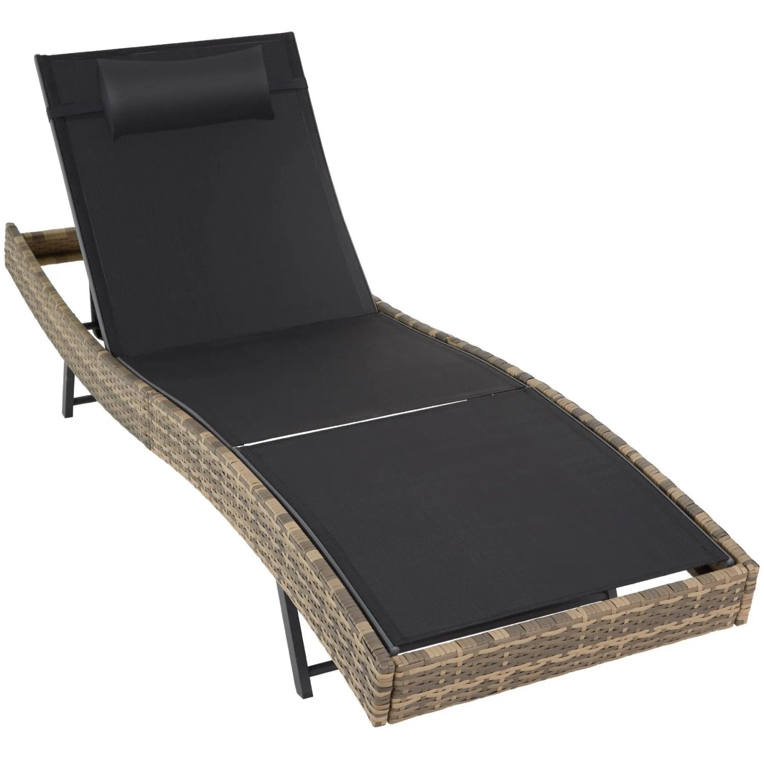 Tectake Rattan Sonnenliege Moana Widerstandsfähig und Uv Beständig Luftdurchlässig  211 x 69 x 94 cm Natur