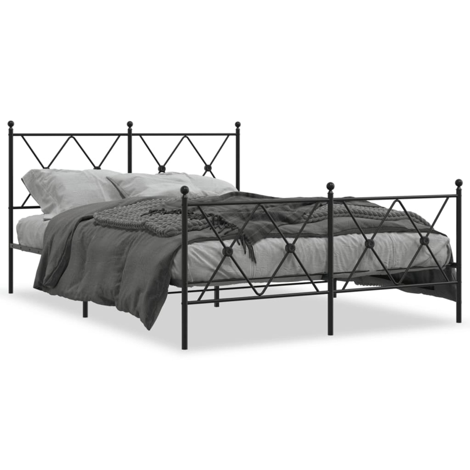 vidaXL Bettgestell mit Kopf- und Fußteil Metall Schwarz 140x190 cm 376520 günstig online kaufen
