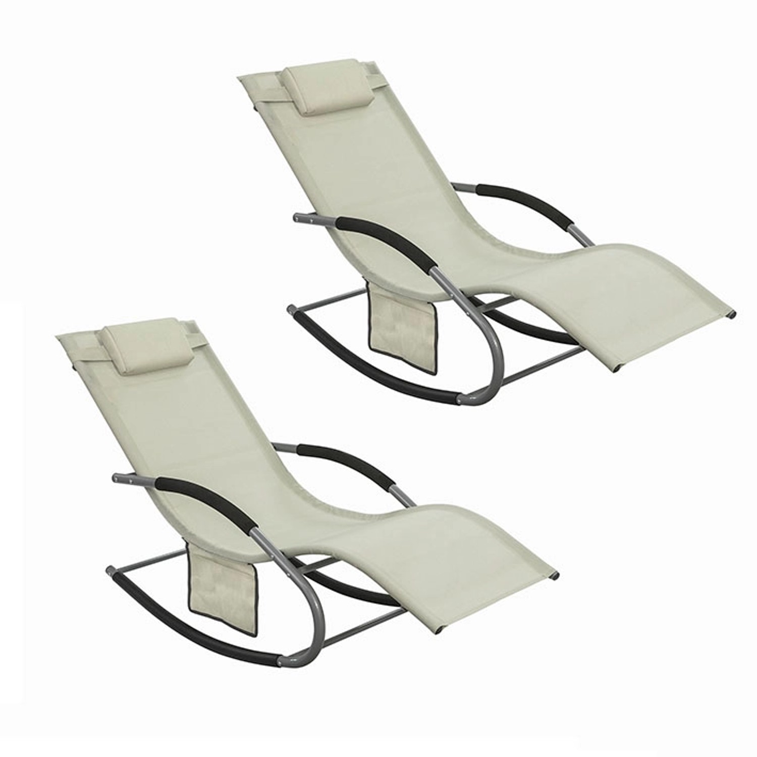 SoBuy Sonnenliege 2-er Set mit Tasche Garten Metall Kunstfasergewebe Beige günstig online kaufen