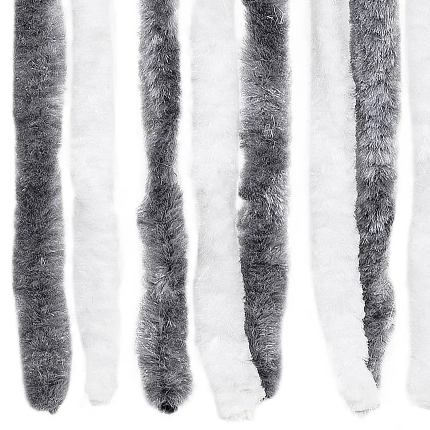 Grau-weißer Insektenschutz-Vorhang aus Chenille, 90x200 cm, für Fenster und Türen.