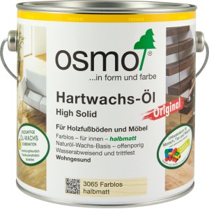 Dose Osmo Hartwachs Öl farblos halbmatt 2,5 l für Holzfußböden und Möbel.