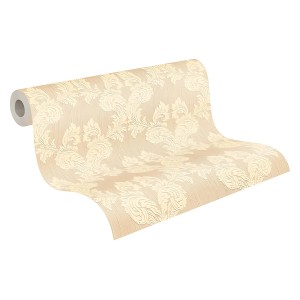 Rolle Textiltapete Barock in Beige-Gelb mit matter Oberfläche.
