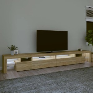 TV-Schrank Sonoma-Eiche mit LED, 290 cm breit. Modernes Lowboard mit Stauraum und Beleuchtung.