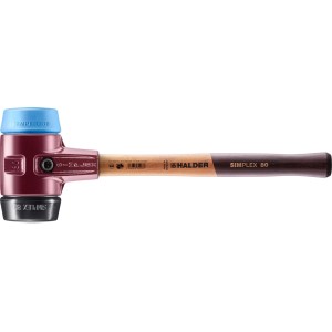 Halder Simplex Schonhammer D 80 mm mit TPE-soft (blau) und Gummi-Einsatz. Werkzeug für Pflasterarbeiten.