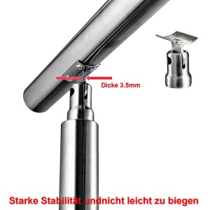AICA Edelstahl-Treppengeländer 100 cm Geländer für Innen und Außen 5 Querstäbe