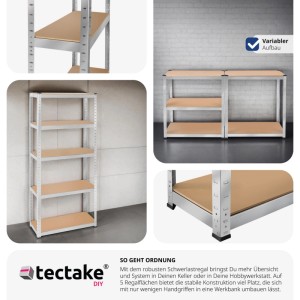 Tectake Schwerlastregal   In Verschiedenen Ausführungen Verzinktes Stahlgestell 180 x 75 x 30 cm  350 kg 30 x 75 x 180 cm Silber