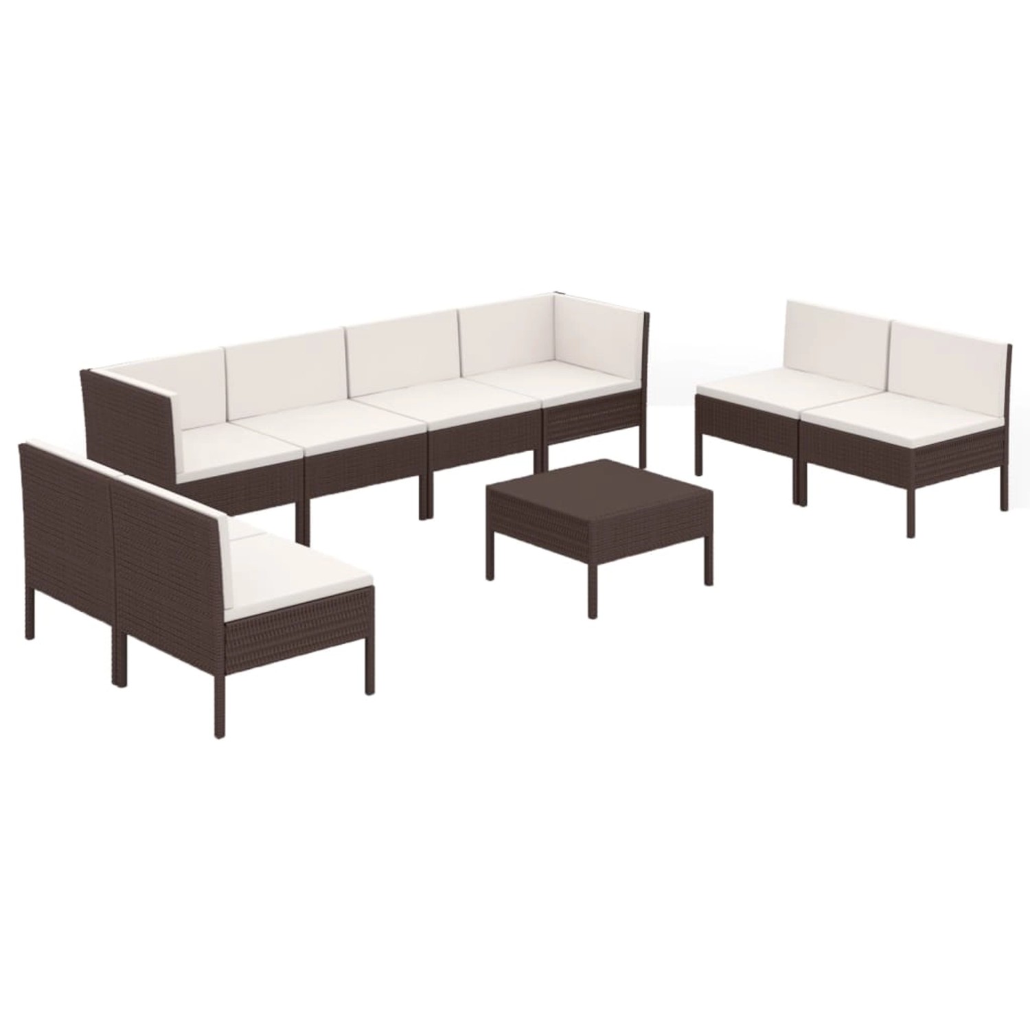 vidaXL 9-tlg Garten-Lounge-Set mit Auflagen Poly Rattan Braun Modell 10