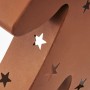 Detailaufnahme: Kobolo Kerzenhalter CHRISTMAS, Metall Rostoptik, Sterne. Weihnachtsdekoration.