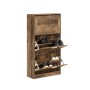 SoBuy Schuhkipper FSR137-L-F, Schuhschrank mit 3 Klappen in Braun mit Schuhen.