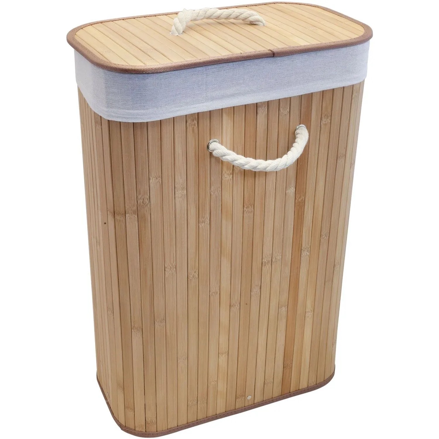 Euroshowers Bambus Wäschetruhe 75 L Faltbar mit Deckel Naturfarbe