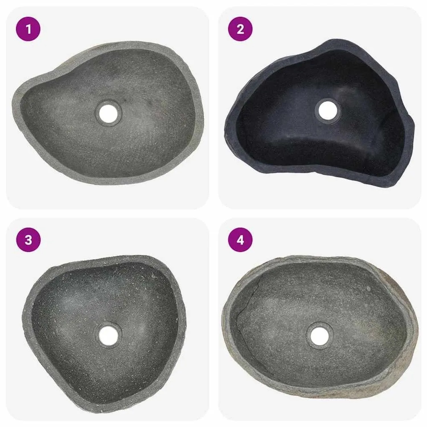 DELUKE Naturstein Waschbecken Oval Flussstein Aufsatzwaschbecken Waschschale Waschtisch Handwaschbecken Oval 37-46cm_5