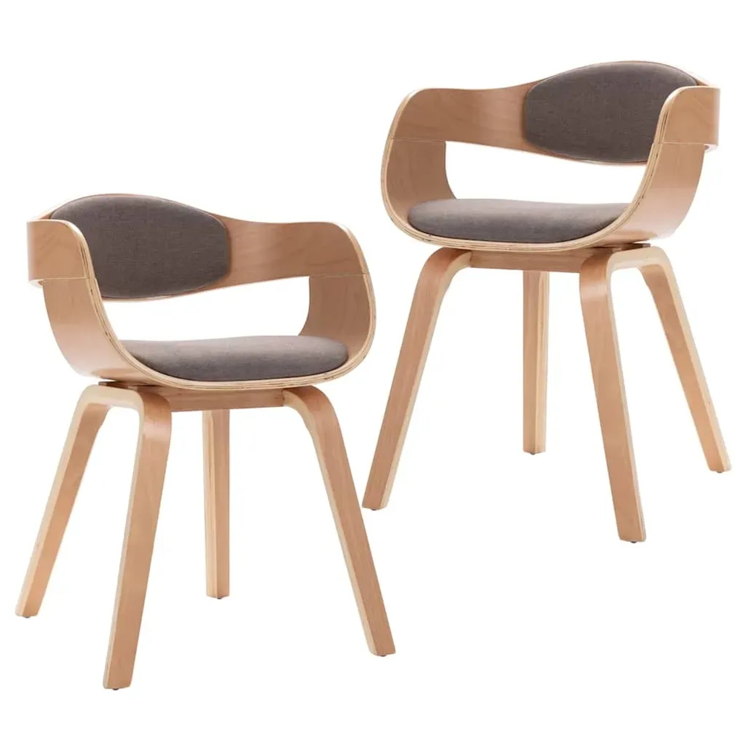 vidaXL Esszimmerstühle 2 Stk Bugholz und Taupe Stoff 287390