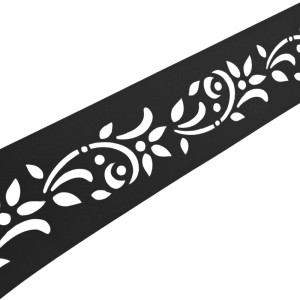 Schwarzer Sichtschutzstreifen mit Floral1 Dekor für Zäune.