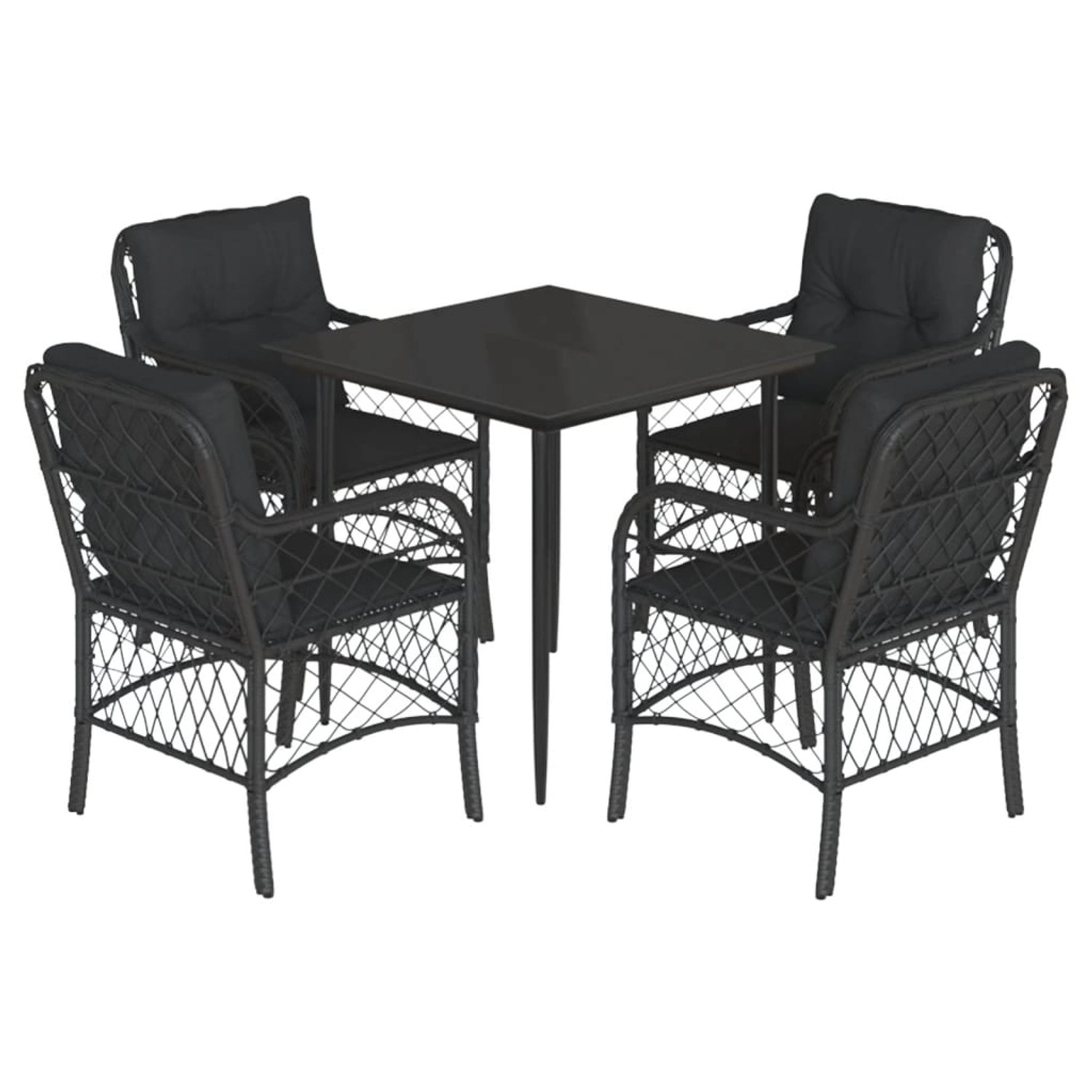 vidaXL 5-Tlg Garten-Essgruppe mit Kissen Schwarz Poly Rattan 3212097 günstig online kaufen