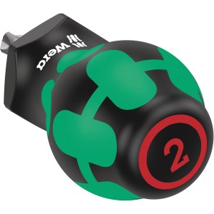 Wera Kreuzschlitz Stubby Schraubendreher PH2, kurzer Schraubenzieher mit grün-schwarzem Griff.