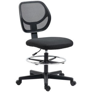 Vinsetto Bürostuhl Verstellbarem 93-113 cm Höhenverstellbar mit Rollen Schwarz
