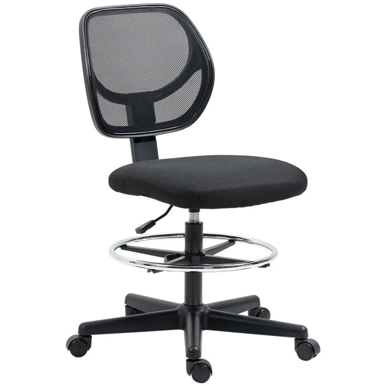Vinsetto Bürostuhl Verstellbarem 93-113 cm Höhenverstellbar mit Rollen Schwarz