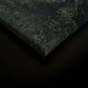 Bricoflor Leinwandbild: Wald im Nebel, Winterlandschaft mit Tannen in Grün und Weiß.