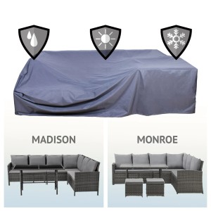 Graue Svita Abdeckhaube für Madison/Monroe Rattan Gartenlounge, schützt vor Witterung.