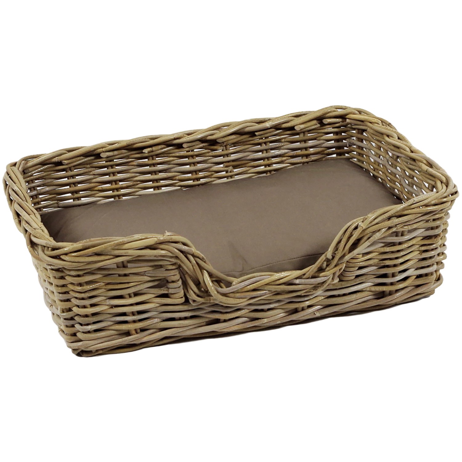 Kobolo Hundekorb aus Stabilem Rattan Geflochten mit Kissen Gr XS 63Lx42B cm günstig online kaufen