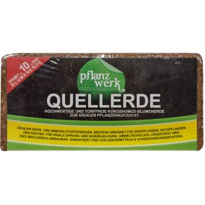 Pflanzwerk Quellerde, 8 x 650g Kokoserde, torffrei für ca. 80L Blumenerde.