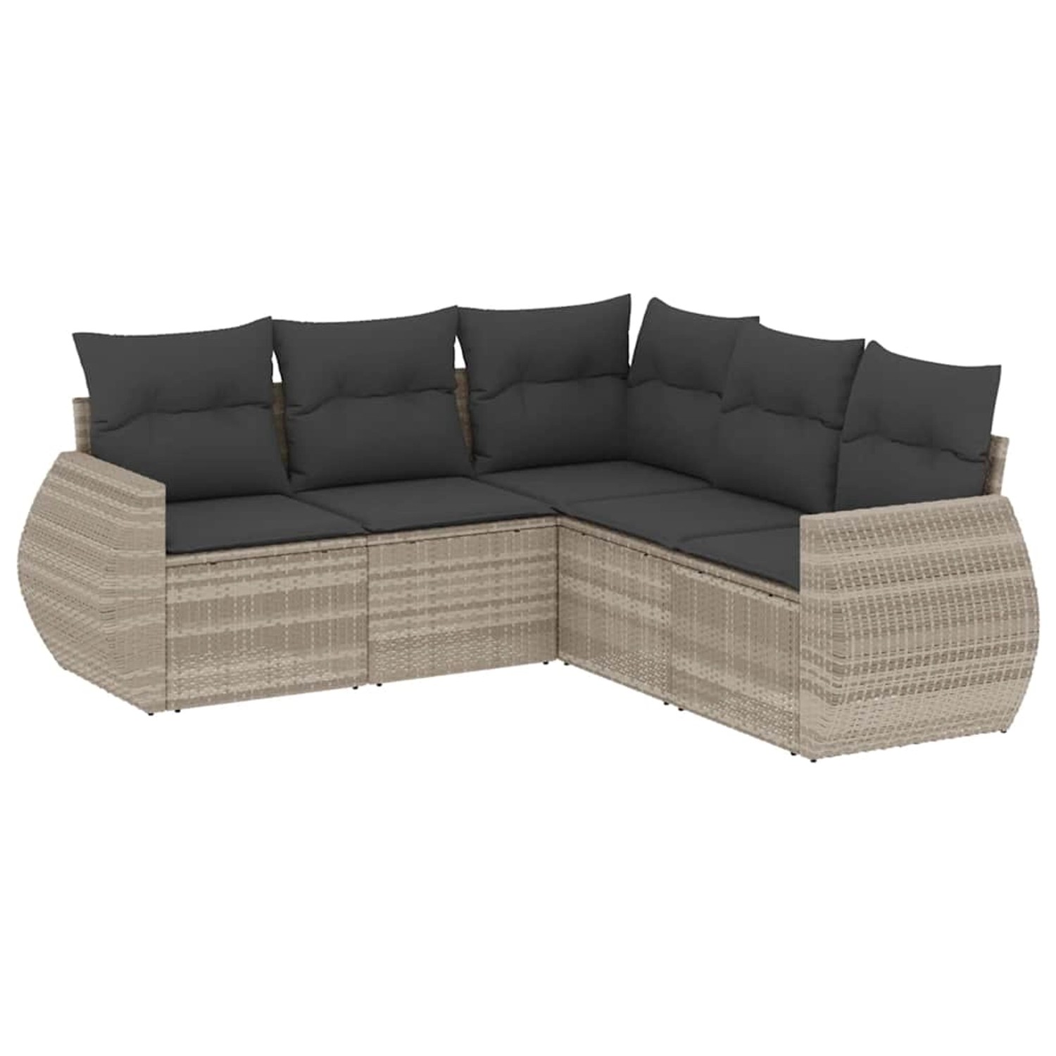 vidaXL 5-Tlg Garten-Sofagarnitur mit Kissen Hellgrau Poly Rattan 3253689 günstig online kaufen