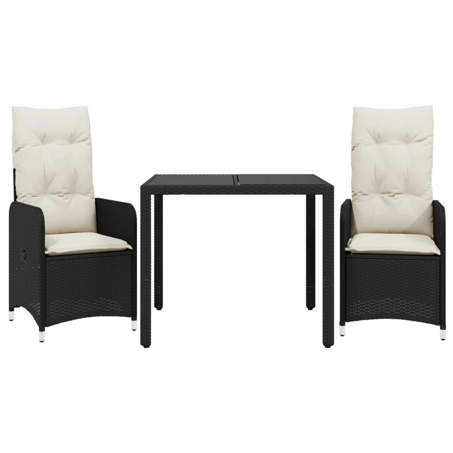 vidaXL 3-tlg Garten-Bistro-Set mit Kissen Schwarz Poly Rattan Modell 9