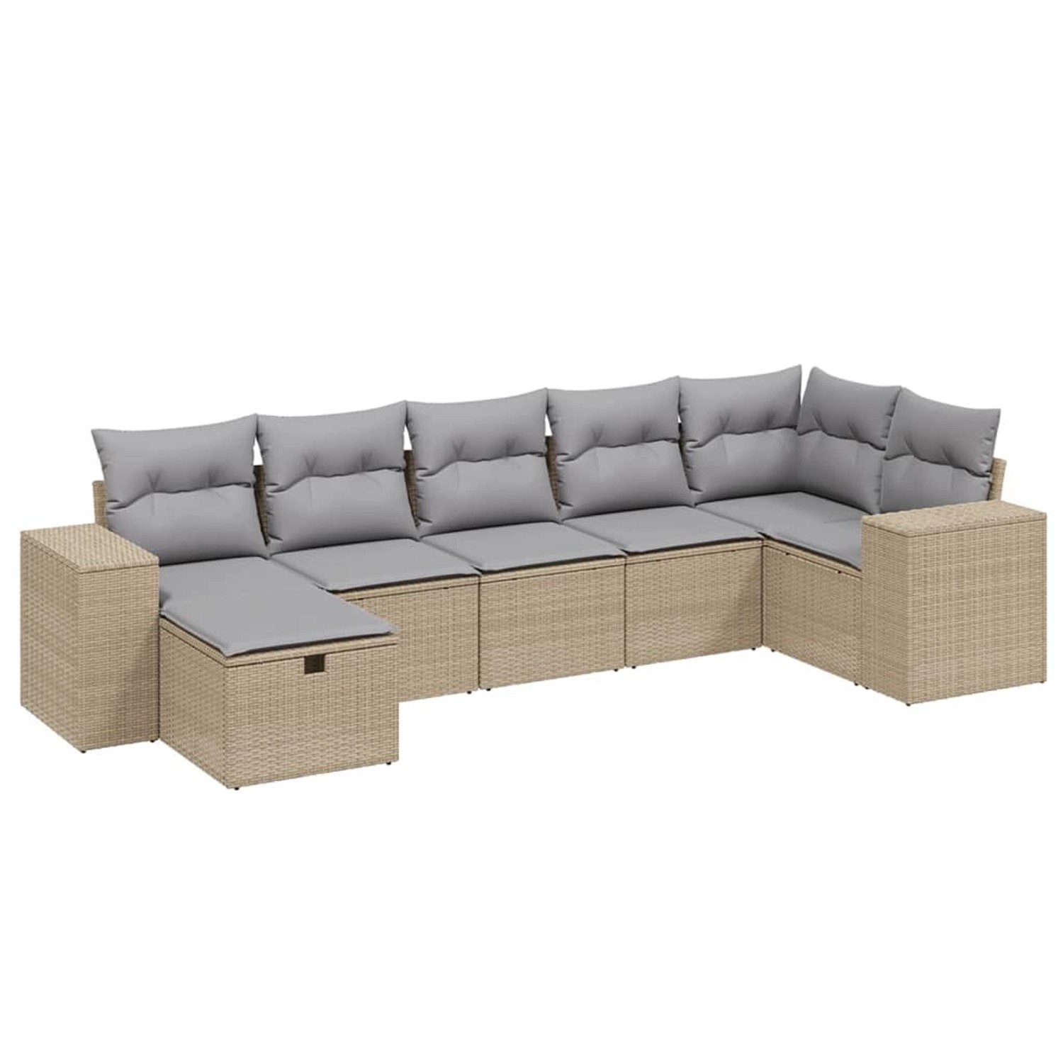 vidaXL 7-tlg Garten-Sofagarnitur mit Kissen Beige Poly Rattan Modell 188 günstig online kaufen