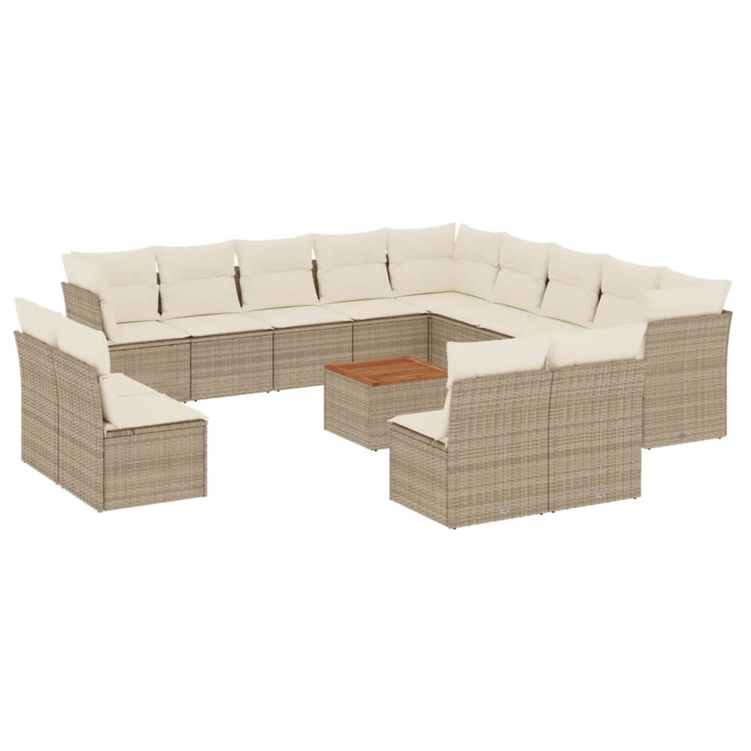vidaXL 14-Tlg Garten-Sofagarnitur mit Kissen Beige Poly Rattan 3223937 günstig online kaufen