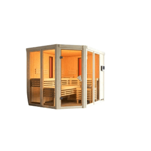 Chillroi Infarot Kombisauna Lene Plus mit 9kW Bio Ofen Steuergerät und Infrarotstrahlern Naturbelassen
