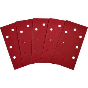 5 rote LUX Schleifstreifen K180, 93x190mm, gelocht für Schwingschleifer Zubehör.