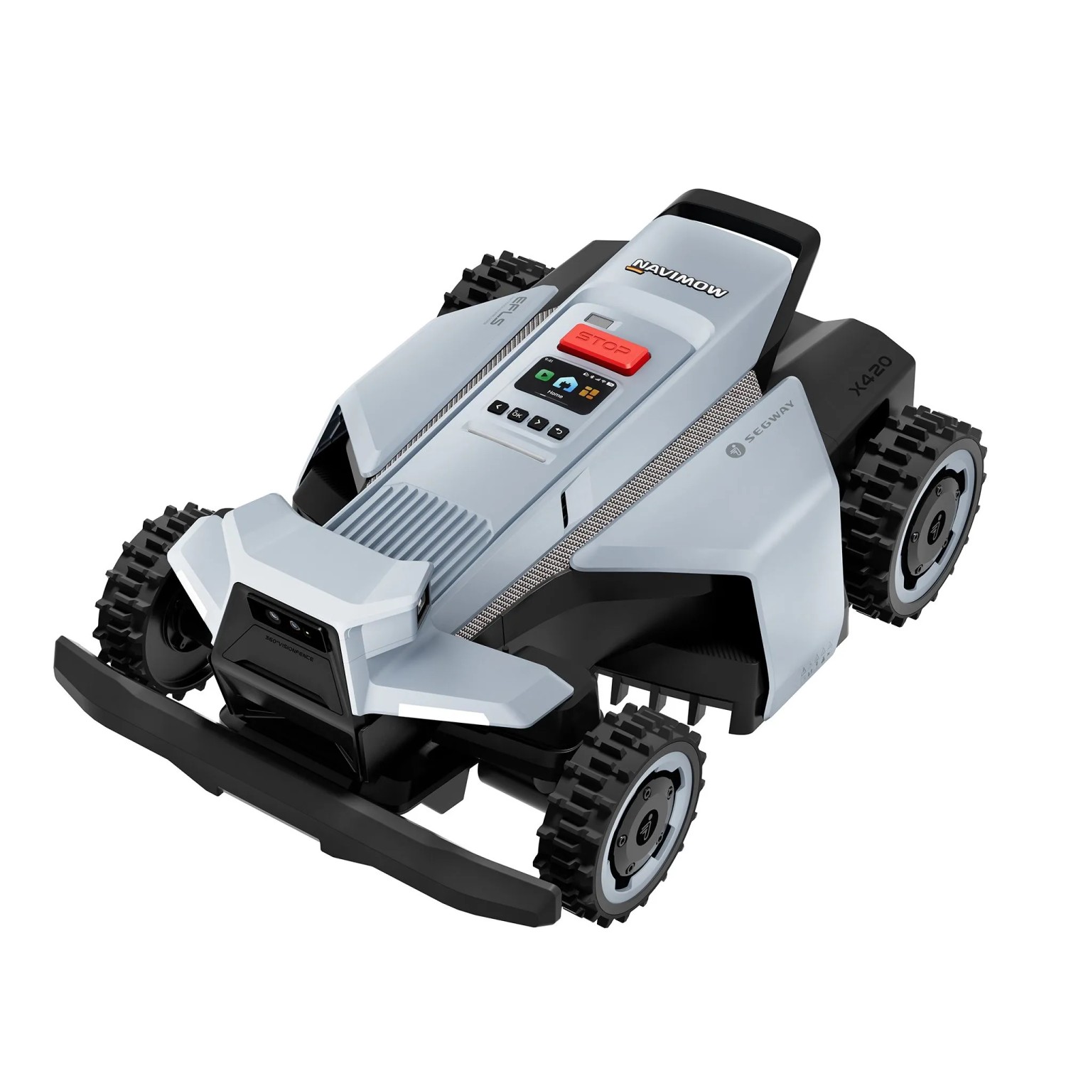 Segway Navimow X420E AWD Mähroboter für 2.000 m² Rasenfläche, Allrad, präzise Navigation.