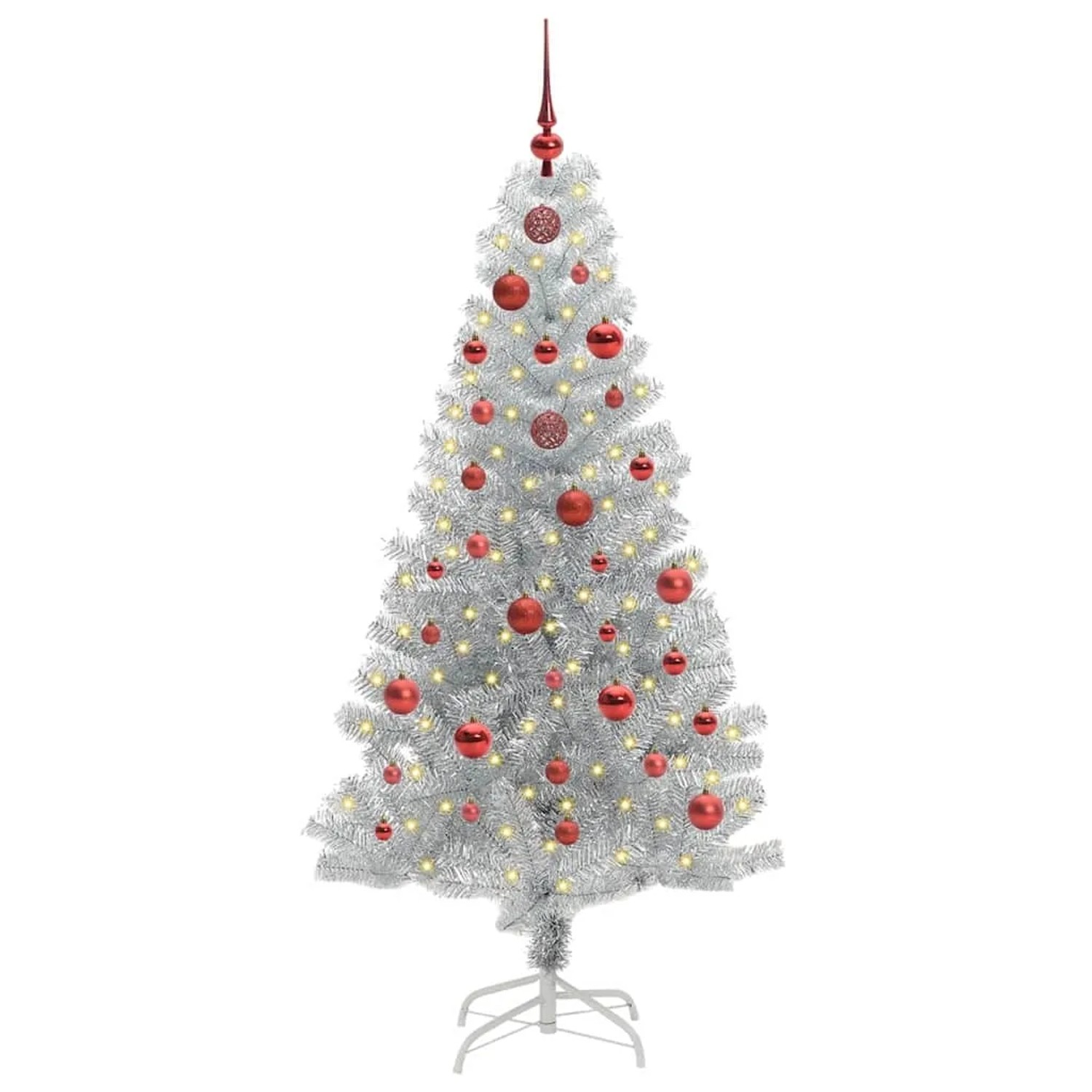 vidaXL Weihnachtsbaum mit 150 LEDs mit Ständer Silber 150 cm PET 3396661