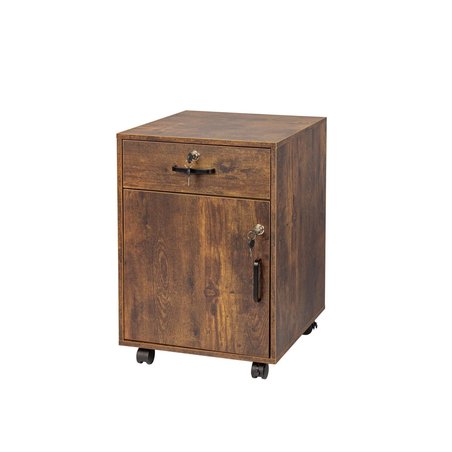 Relaxdays Rollcontainer Holzwerkstoff Vintagebraun Abschließbar 57 Cm X 40 Cm X 40 Cm