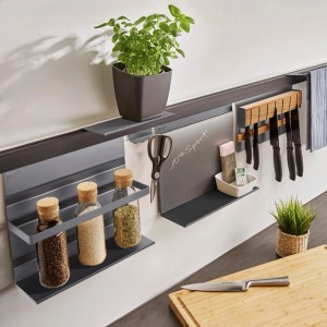 Kesseböhmer Linero MosaiQ Küchenreling Schwarz 900 mm