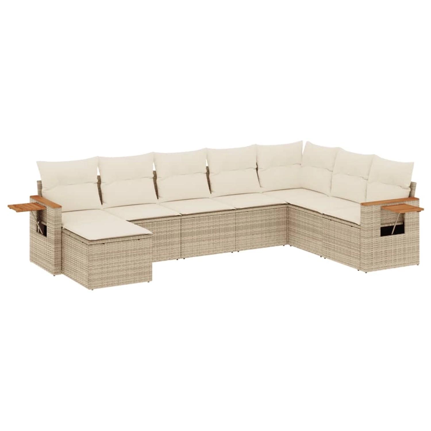 vidaXL 8-Tlg Garten-Sofagarnitur mit Kissen Beige Poly Rattan 3227087
