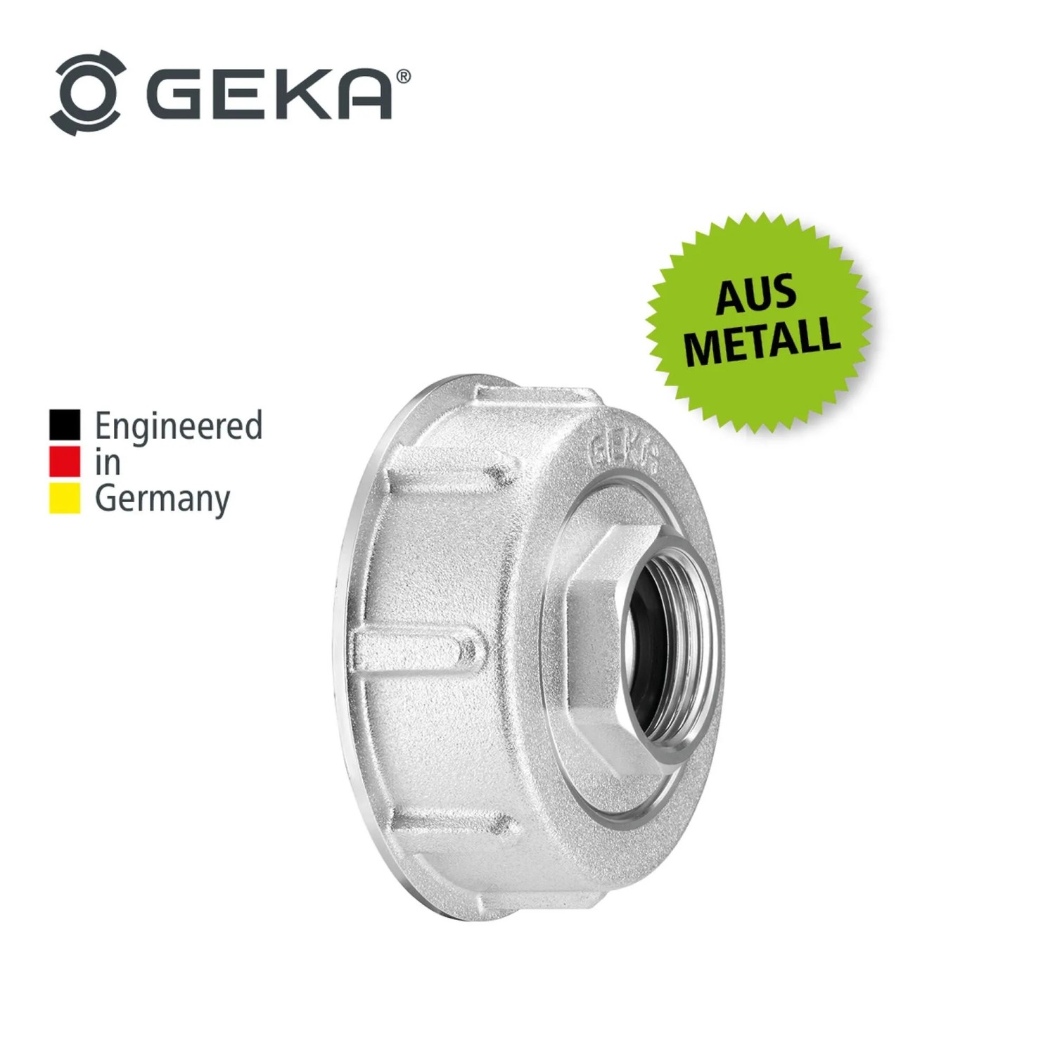 GEKA plus IBC Adapter, 2-teilig, aus Metall. Zubehör für Regentonnen und Wasserzapfstellen.