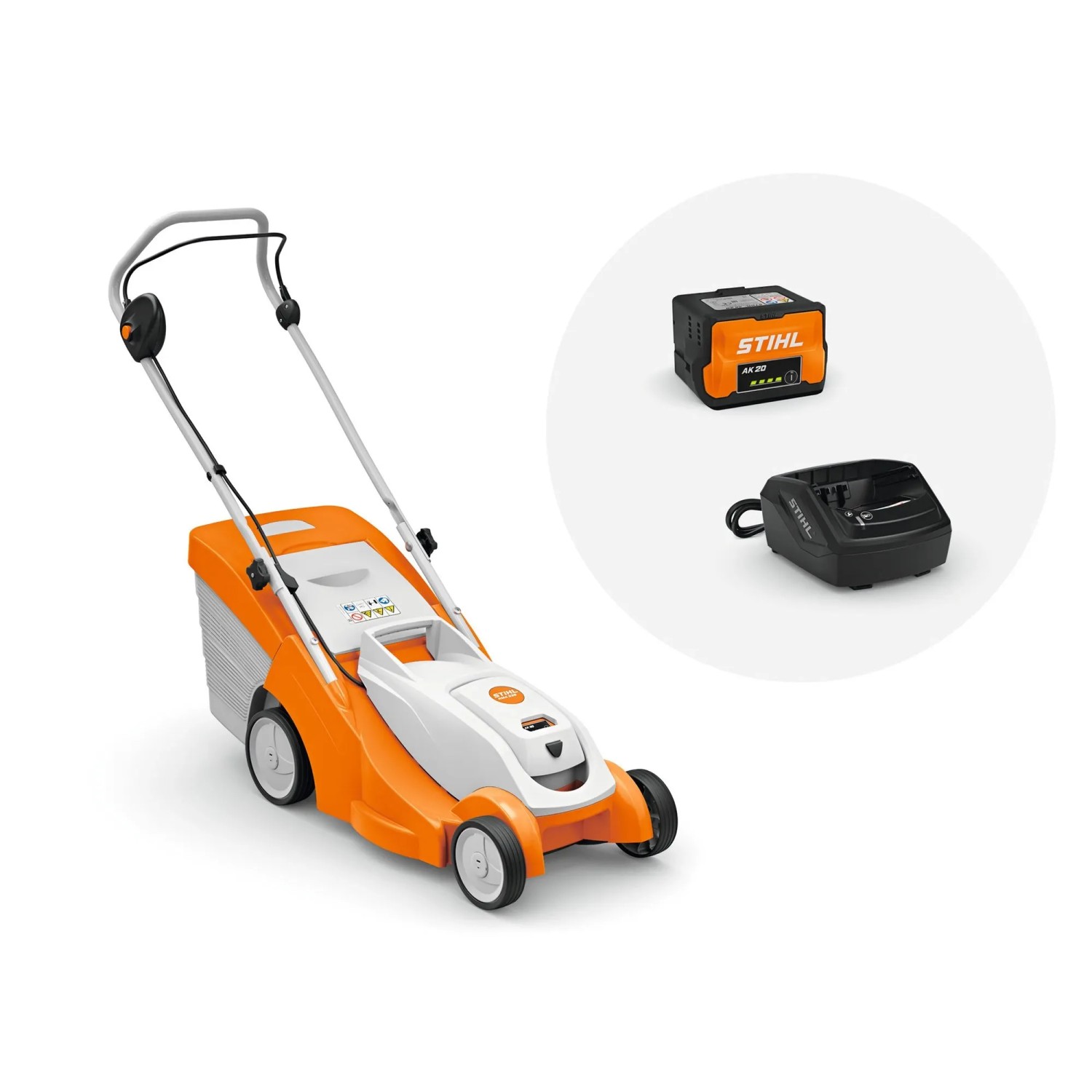 Stihl Akku-Rasenmäher RMA 239 mit Akku AK 20 und Ladegerät AL 101 Orange-Grau