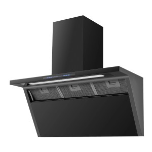 Schwarze Wolkenstein WS55-90A++GCB Kopffreihaube mit LED-Beleuchtung und Touch Control.