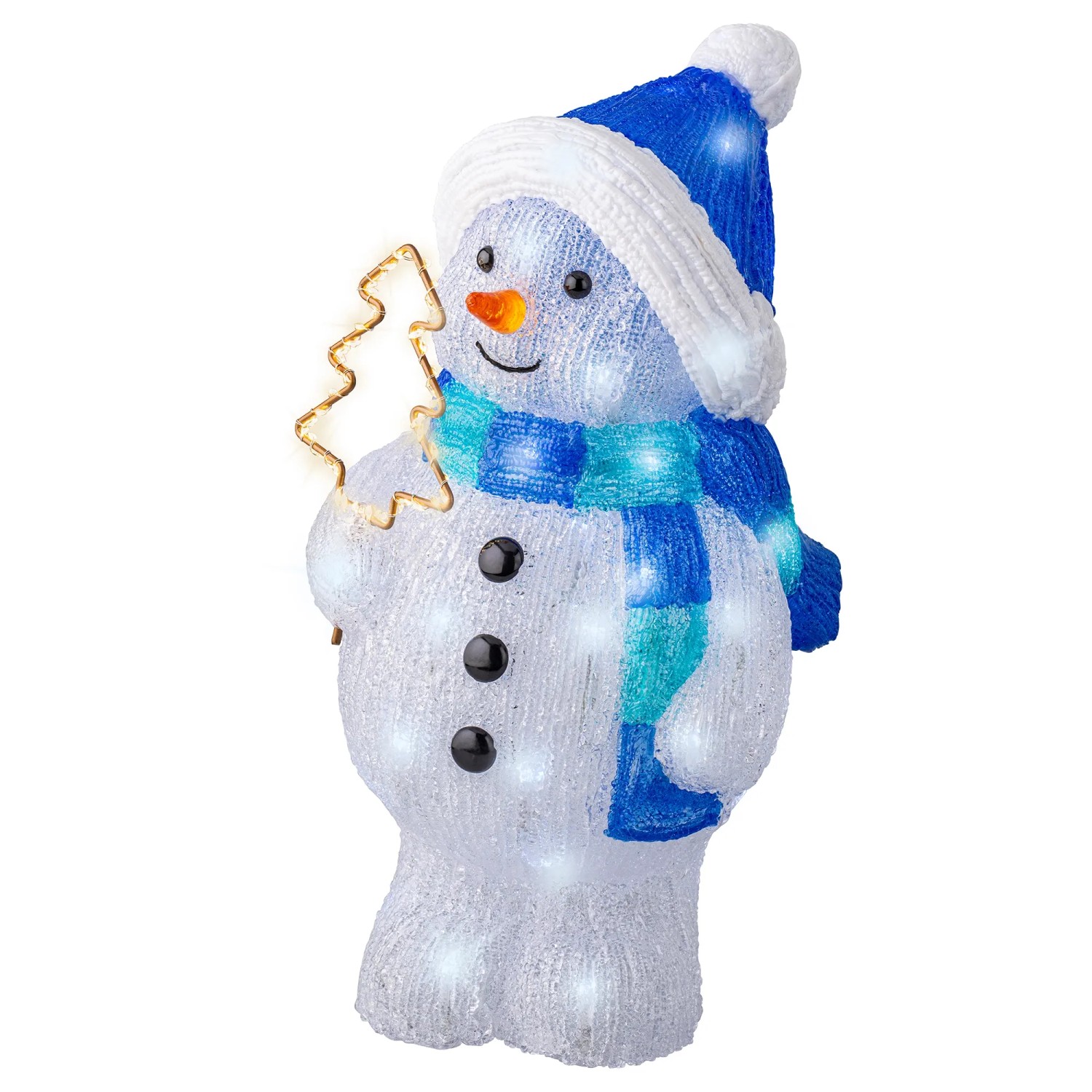 Lumineo Leuchtfigur Schneemann 95 LEDs 20,5 cm x 21,5 cm x 43,2 cm Weiß