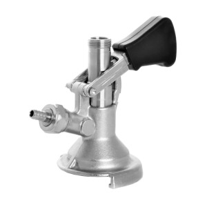 Ich-Zapfe Zapfkopf aus Edelstahl für Kelleranstich, Flachfitting mit 2x 5/8 Anschlüssen.