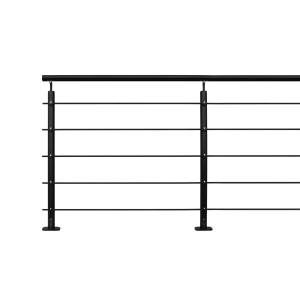 Kordo Geländerset, 2m, Alu schwarz, mit Bodenbefestigung. Modernes Design für Balkon und Terrasse.