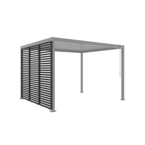 Anthrazitfarbene Lamellenwand 93cm für Pergola, 3er-Set. Bietet Sichtschutz und Stabilität für Pavillons.