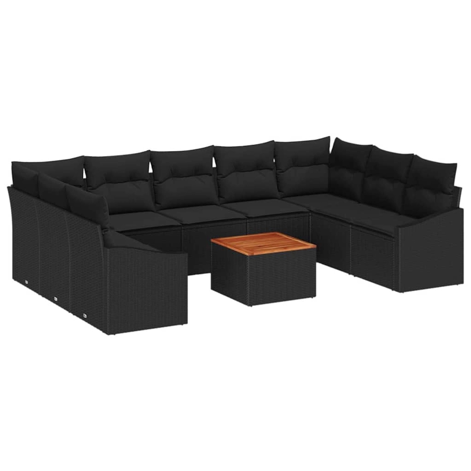 vidaXL Garten-Sofa-Set mit Kissen 10-Tlg Schwarz Poly Rattan 3347877 günstig online kaufen