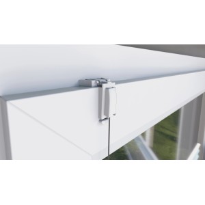 Weißer Gardinia Falzklemmträger Concept zur Plissee-Montage am Fensterflügel.