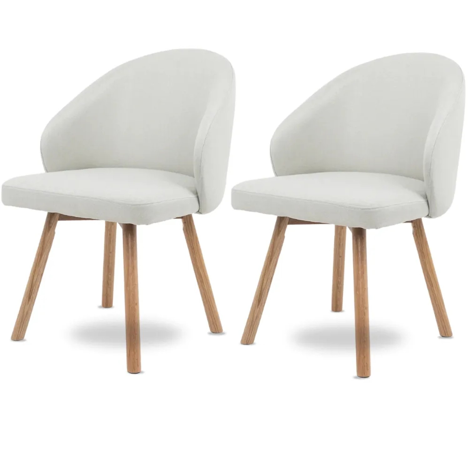 DELUKE Esszimmerstühle 2er Set ERIK Stoffbezug Eichenholz Beine Gepolsterte Sitzfläche Skandinavisch Minimalistisch Stühle Esszimmer Beige