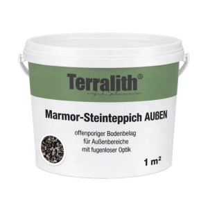 Terralith Marmor Steinteppich Außen im Eimer, Contrasto Due Mix für 1 m². Offenporiger Bodenbelag für Terrassen.